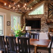 wright design mountain home dining room