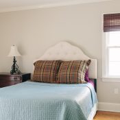guest bedroom plaid pillows